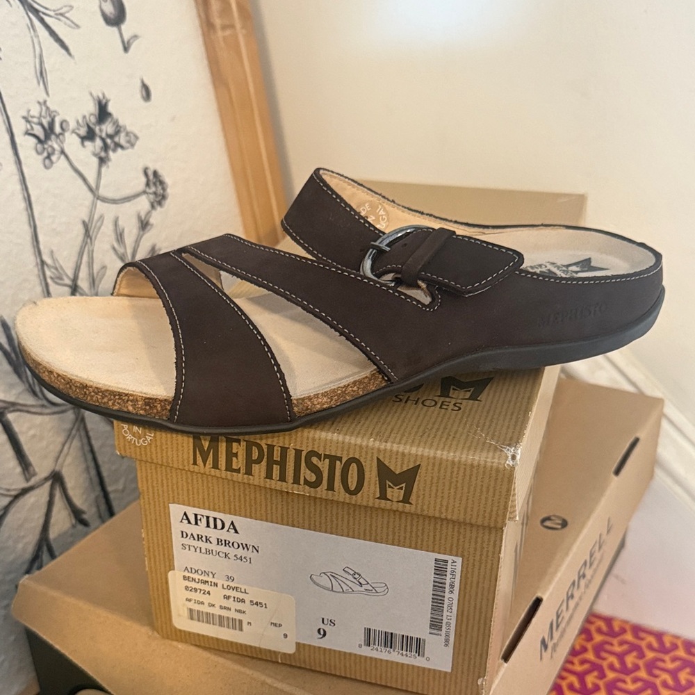 Mephisto Men's Chocolate Brown Slide Sandals